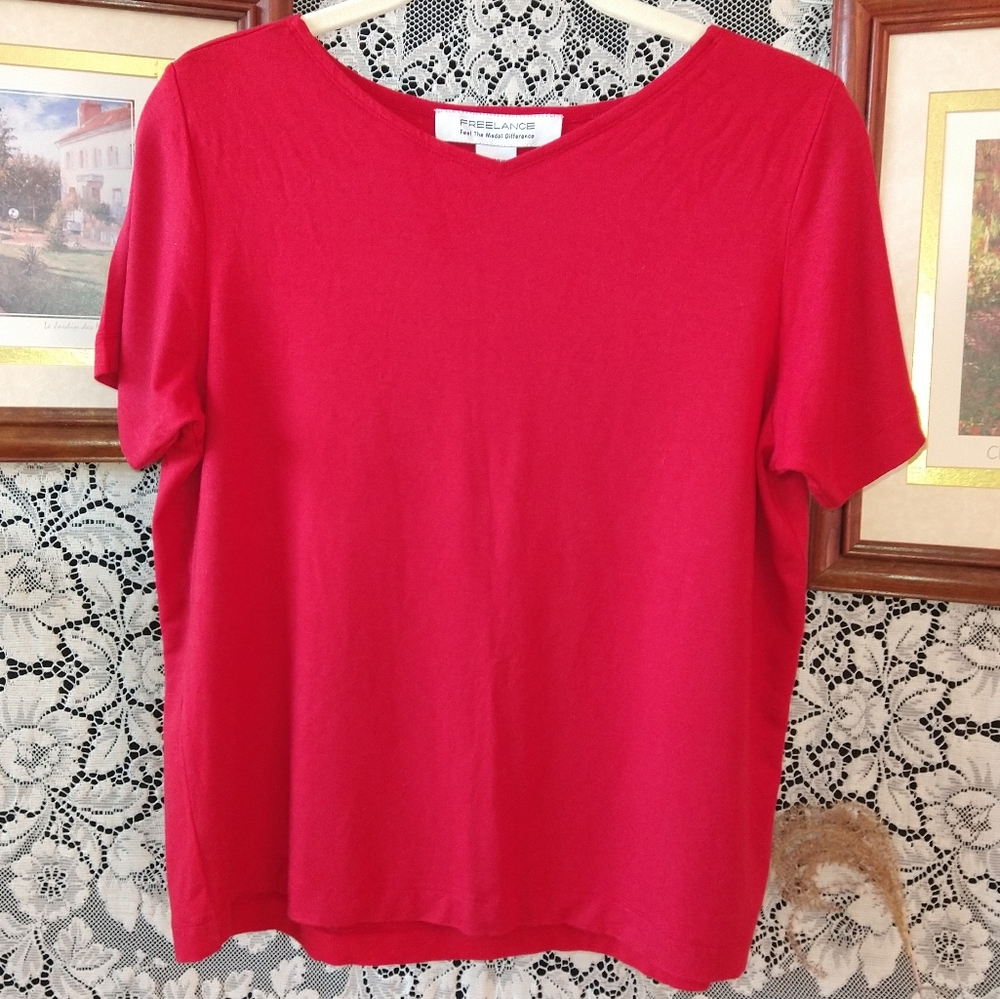 FREELANCE red blouse super soft short sleeve eco friendly modal material